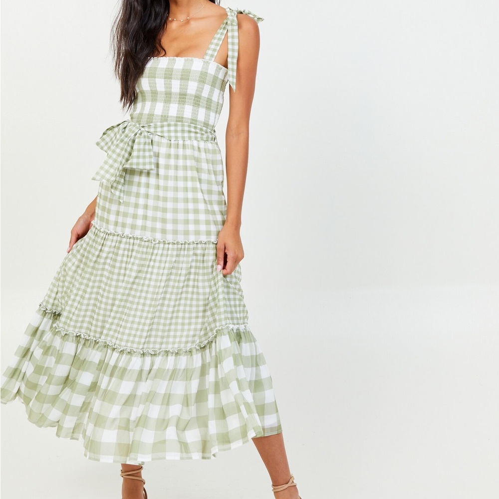 Altar’d State Green Plaid Maxi Dress NWOT